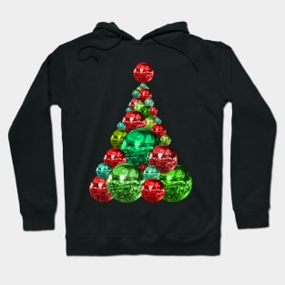 Retro Red and Green Disco Christmas Tree Hoodie